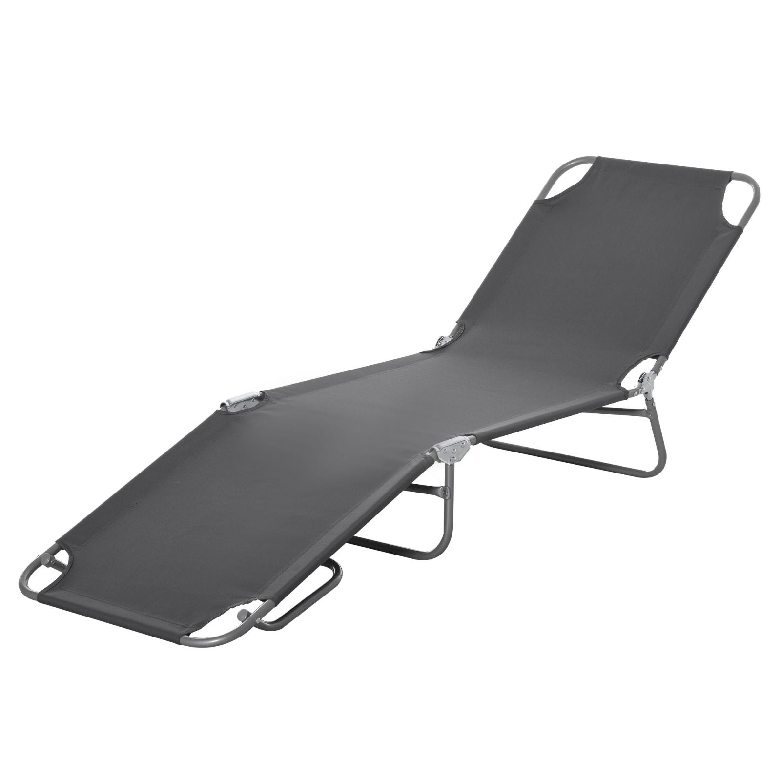 EASYCOMFORT Folding Garden Deckchair in Metal and Oxford Fabric, Breathable Sun Lounger 187L x 55P x 24Acm Gray