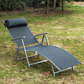 EASYCOMFORT Relaxing Folding Reclining Sun Lounger with Cushion Garden Black