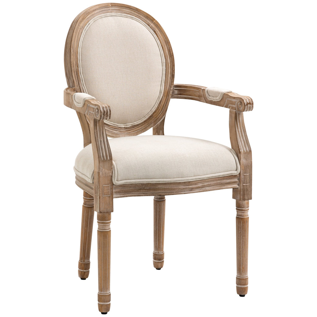 EasyComfort Sedia da Salotto Stile Classico Imbottita with Rivestimento in Tessuto, 56x56x96cm, white Crema