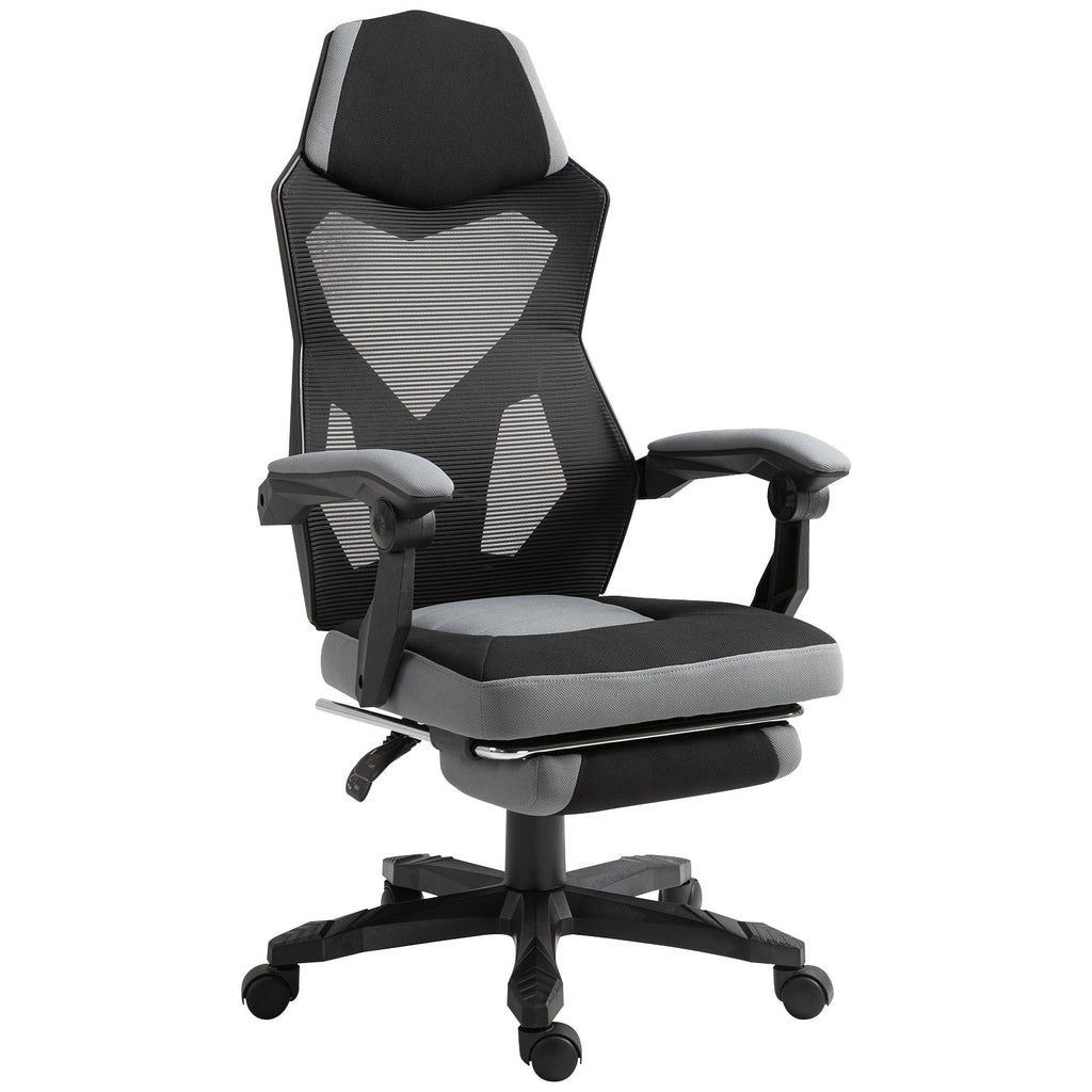 EasyComfort Sedia da Ufficio Ergonomica con Schienale Reclinabile, Poggiapiedi Retrattile, Altezza Regolabile, Grigio