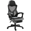 EasyComfort Sedia da Ufficio Ergonomica con Schienale Reclinabile, Poggiapiedi Retrattile, Altezza Regolabile, Grigio
