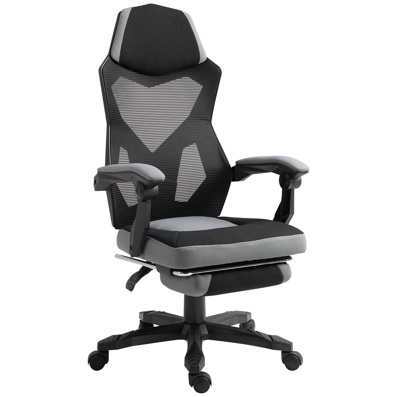 EasyComfort Sedia da Ufficio Ergonomica con Schienale Reclinabile, Poggiapiedi Retrattile, Altezza Regolabile, Grigio
