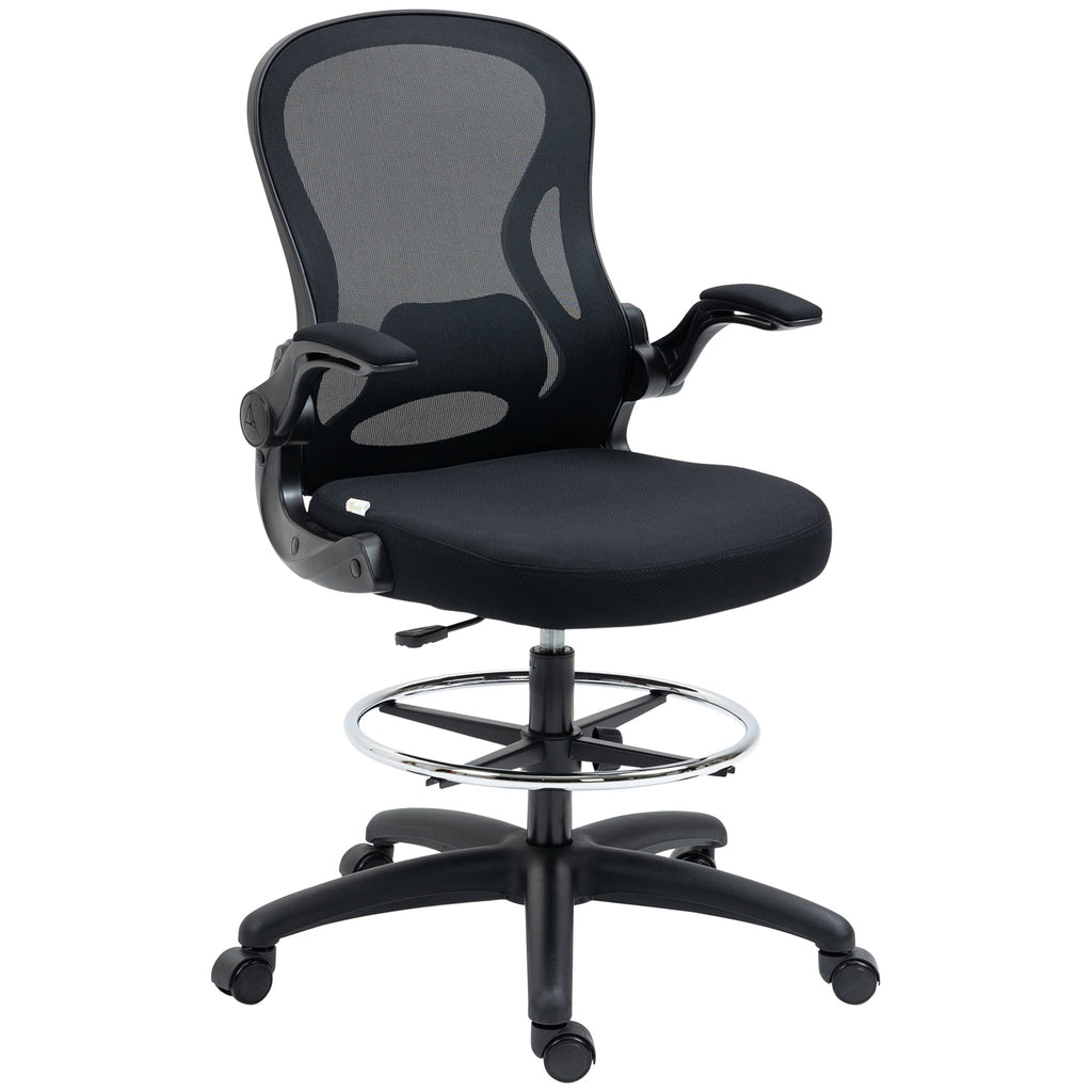 EasyComfort Sedia da Ufficio Ergonomica in Tessuto with Altezza Regolabile Poltrona moderno with Braccioli Ribaltabili, Bianca e Nera