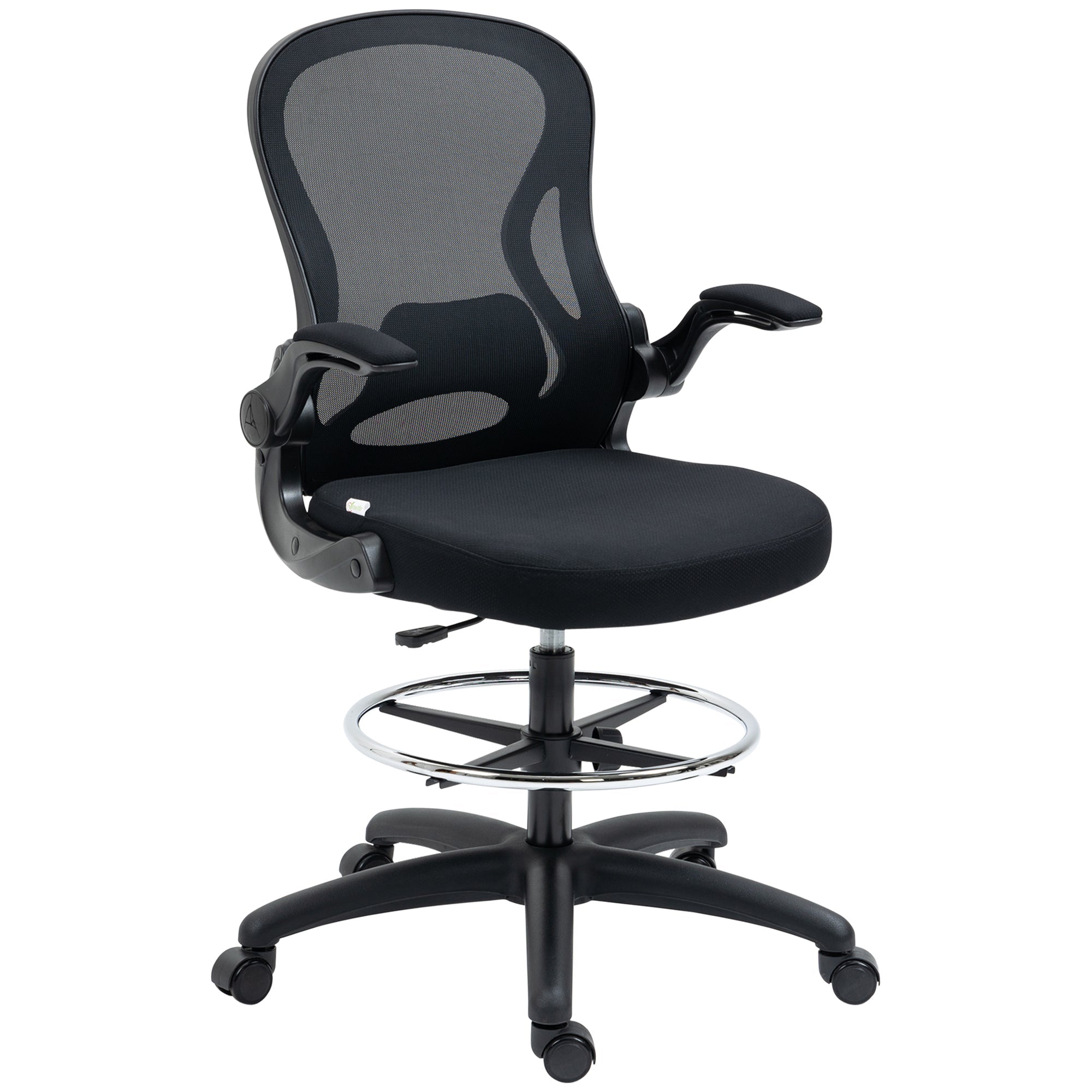 EasyComfort Sedia da Ufficio Ergonomica in Tessuto with Altezza Regolabile Poltrona moderno with Braccioli Ribaltabili, Bianca e Nera