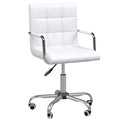 Easycomfort Sedia da Ufficio in pelle PU Bianca with 5 Ruote Girevoli, Imbottitura e Altezza Regolabile, 52.5x54x84-99cm