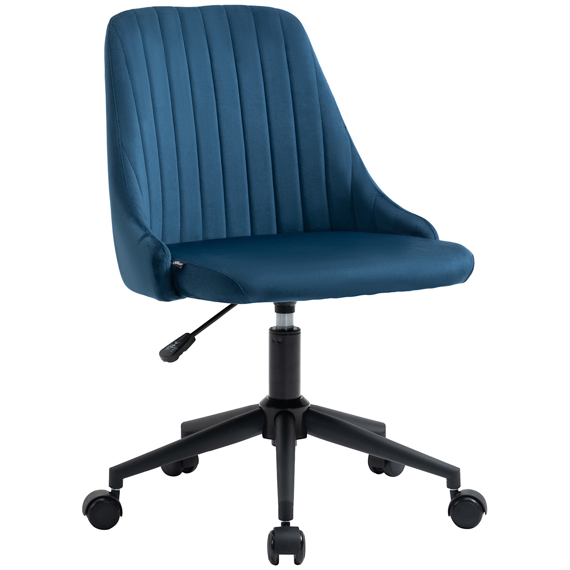 Easycomfort Sedia da Ufficio in Velluto Blu with Altezza Regolabile, Sedia Ergonomica Girevole a 360° e Ruote, 50x58x77-87cm