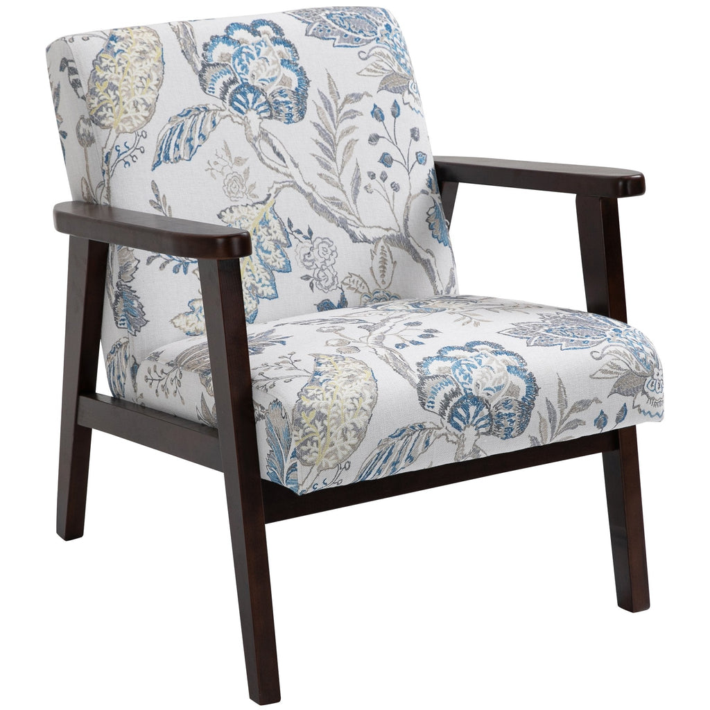 Easycomfort Sedia per Soggiorno Poltroncina Imbottita with Braccioli in Legno e Tessuto Traspirante per Casa e Ufficio, a Fiori, 68.5x78.5x75cm