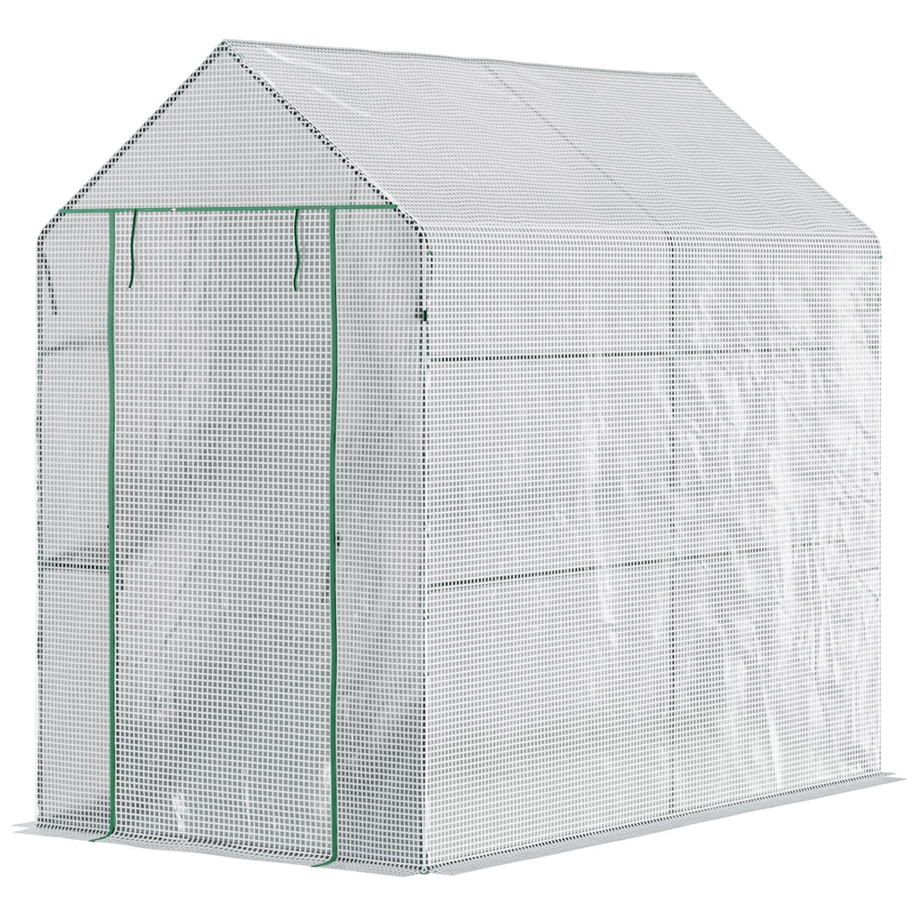 Easycomfort Serra a Casetta with Rivestimento in PE, Porta a Cerniera e 4 Ripiani, 186x120x190cm, white