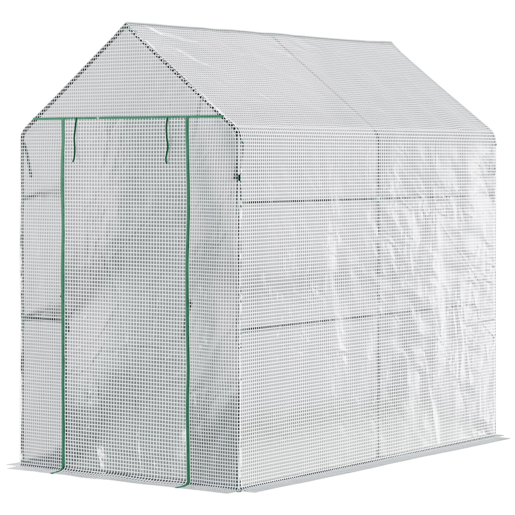 Easycomfort Serra a Casetta with Rivestimento in PE, Porta a Cerniera e 4 Ripiani, 186x120x190cm, white