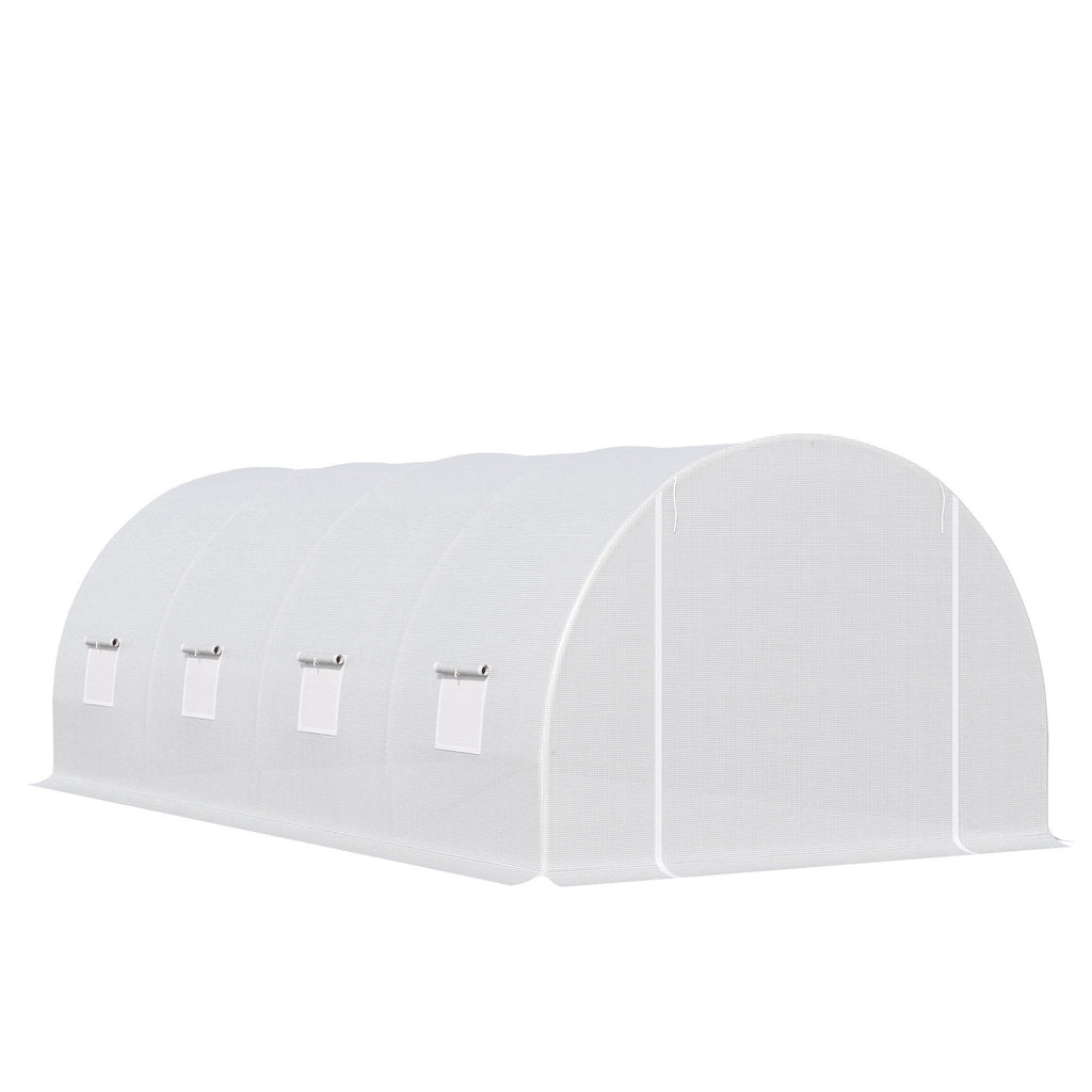 EasyComfort Serra da Giardino a Tunnel Per Piante, Struttura in Metallo e Copertura in PE, 6x3x2m, white