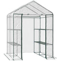 EASYCOMFORT Outdoor Garden Greenhouse in Transparent PVC, Balcony Greenhouse with Shelves for Vegetable Plants 1.43 x 1.43 x 1.95m