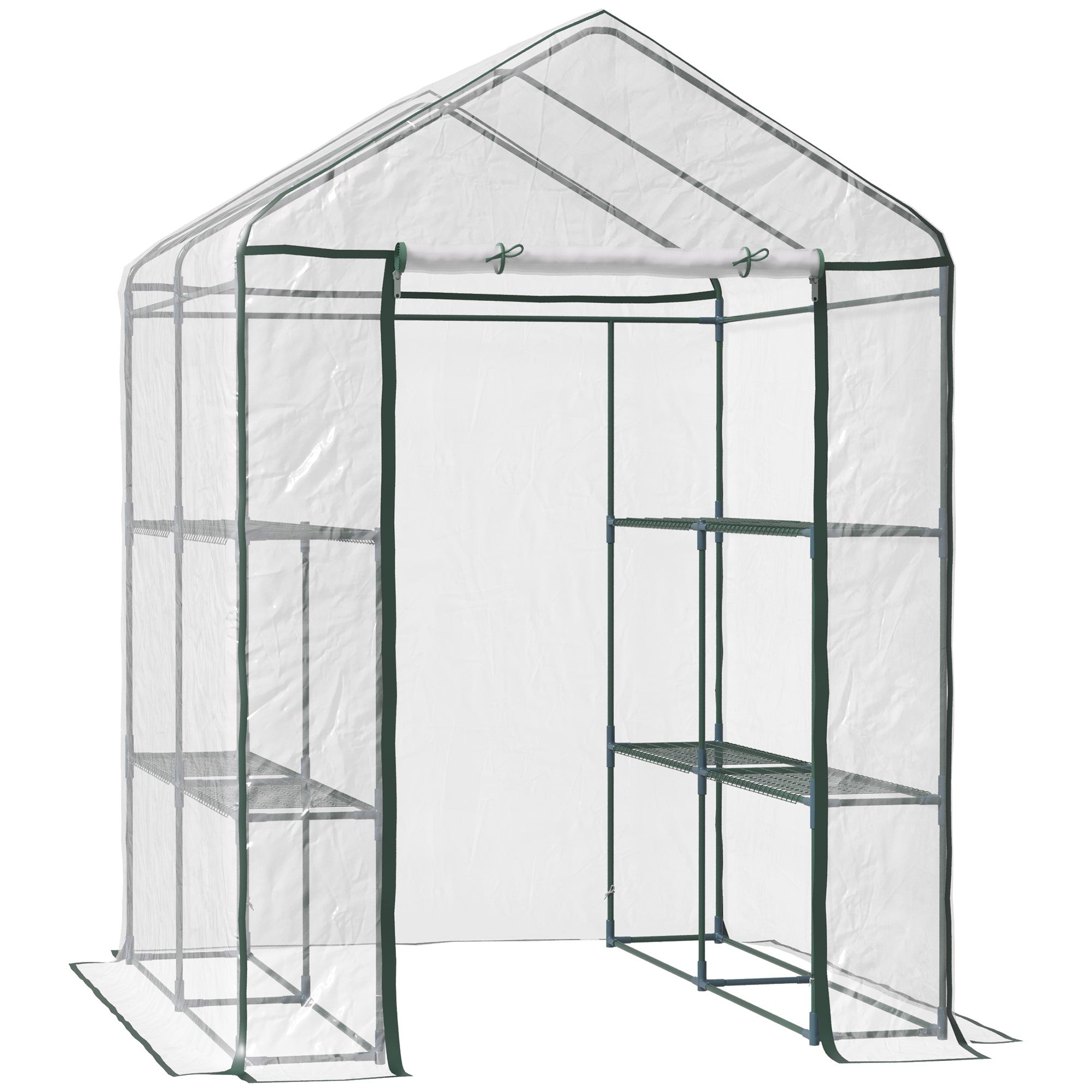EASYCOMFORT Outdoor Garden Greenhouse in Transparent PVC, Balcony Greenhouse with Shelves for Vegetable Plants 1.43 x 1.43 x 1.95m