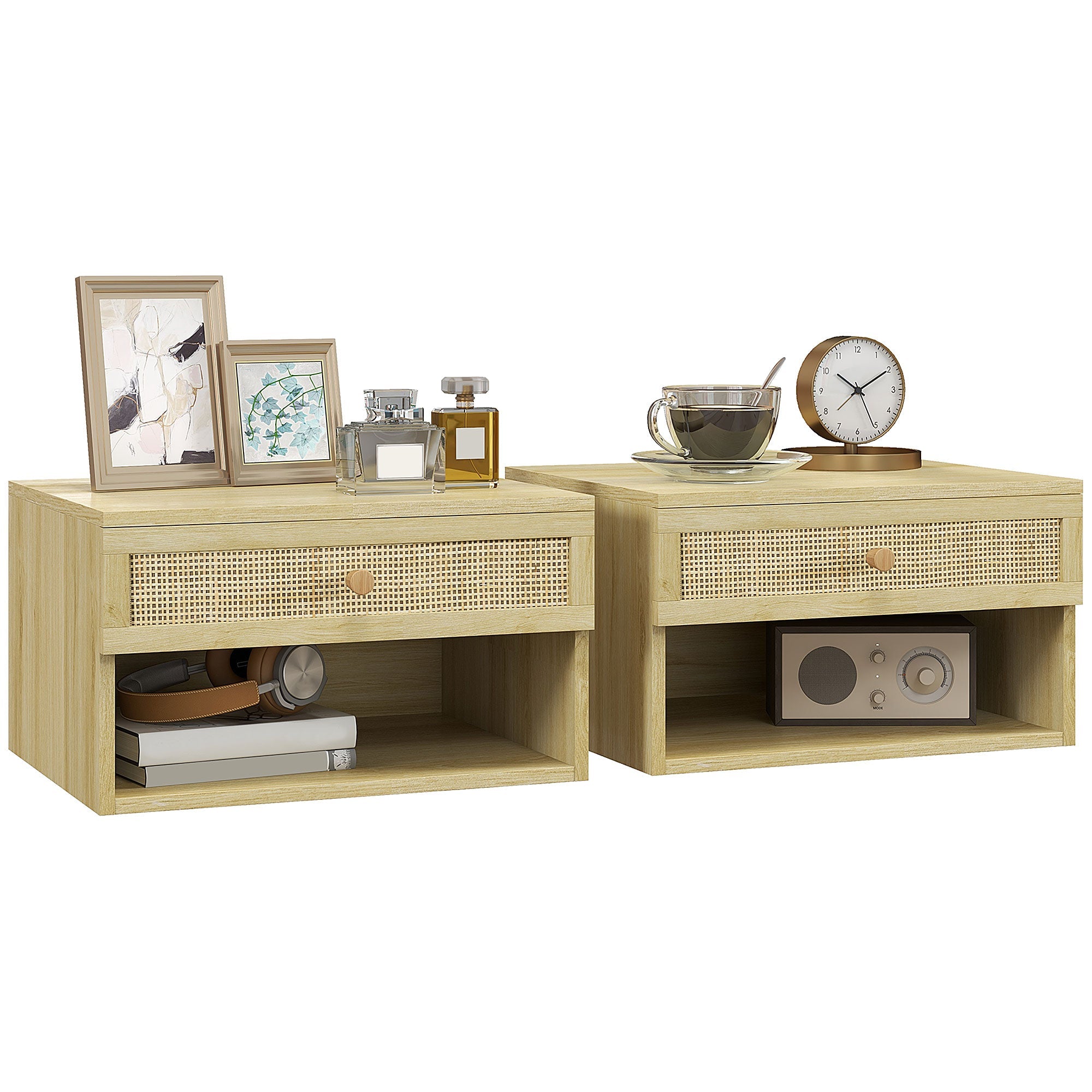 EasyComfort Set 2 nachtkastjes met rattanlade