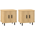 EasyComfort Set 2 Comodini in stile Nordico with Ripiano a 2 Livelli, in Legno e Acciaio, 48x40x48 cm, black e Rovere