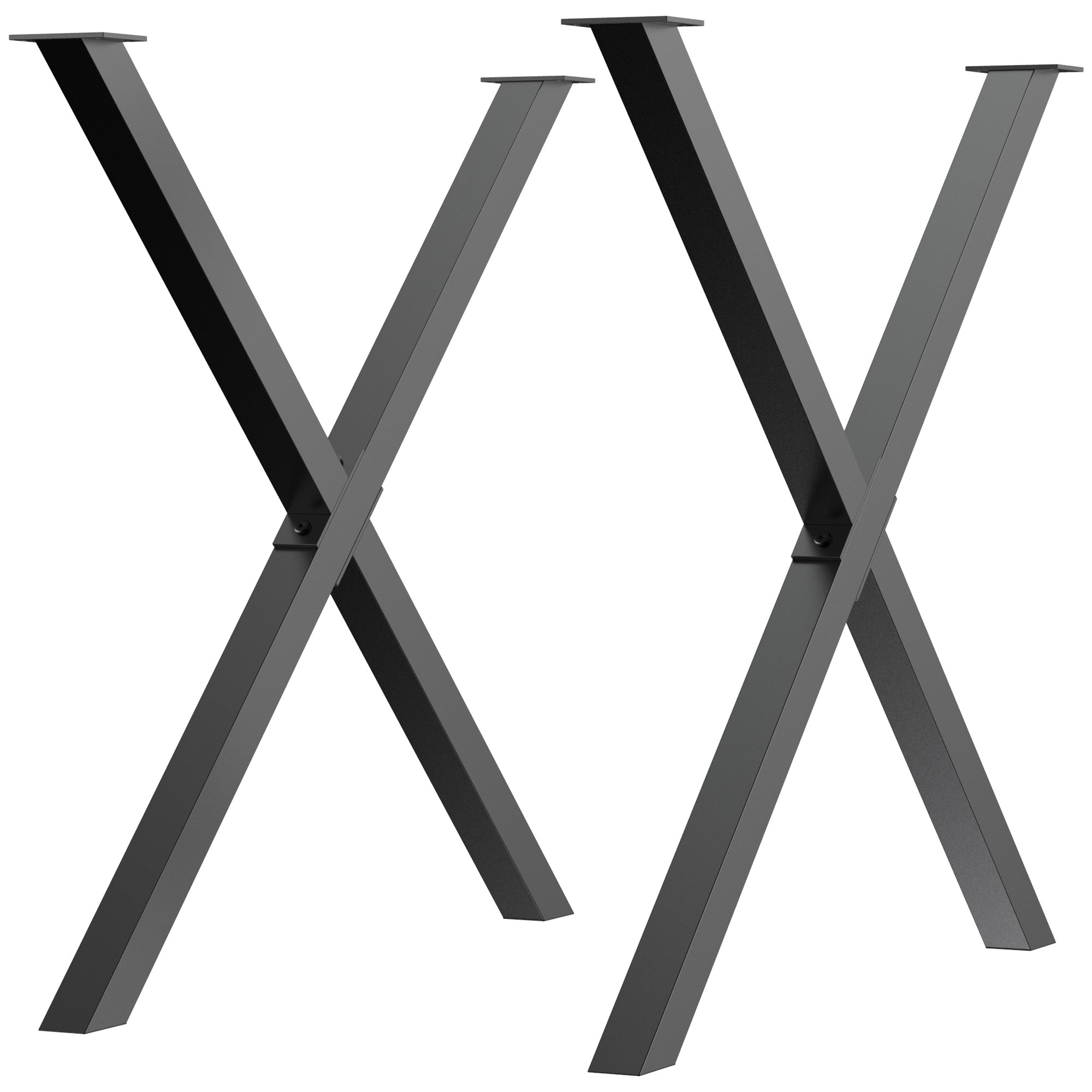 EASYCOMFORT Set of 2 Pieces X-Shaped Steel Table Legs with 16 Screws Included, Pre-drilled Legs with 4 Holes, 80x4x72cm, Black