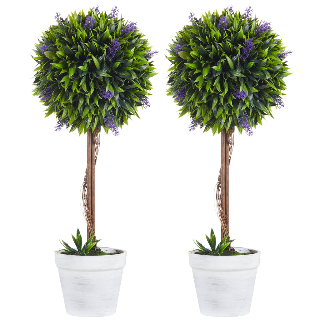 EasyComfort Set 2 kunstplanten bolvormig met lavendel