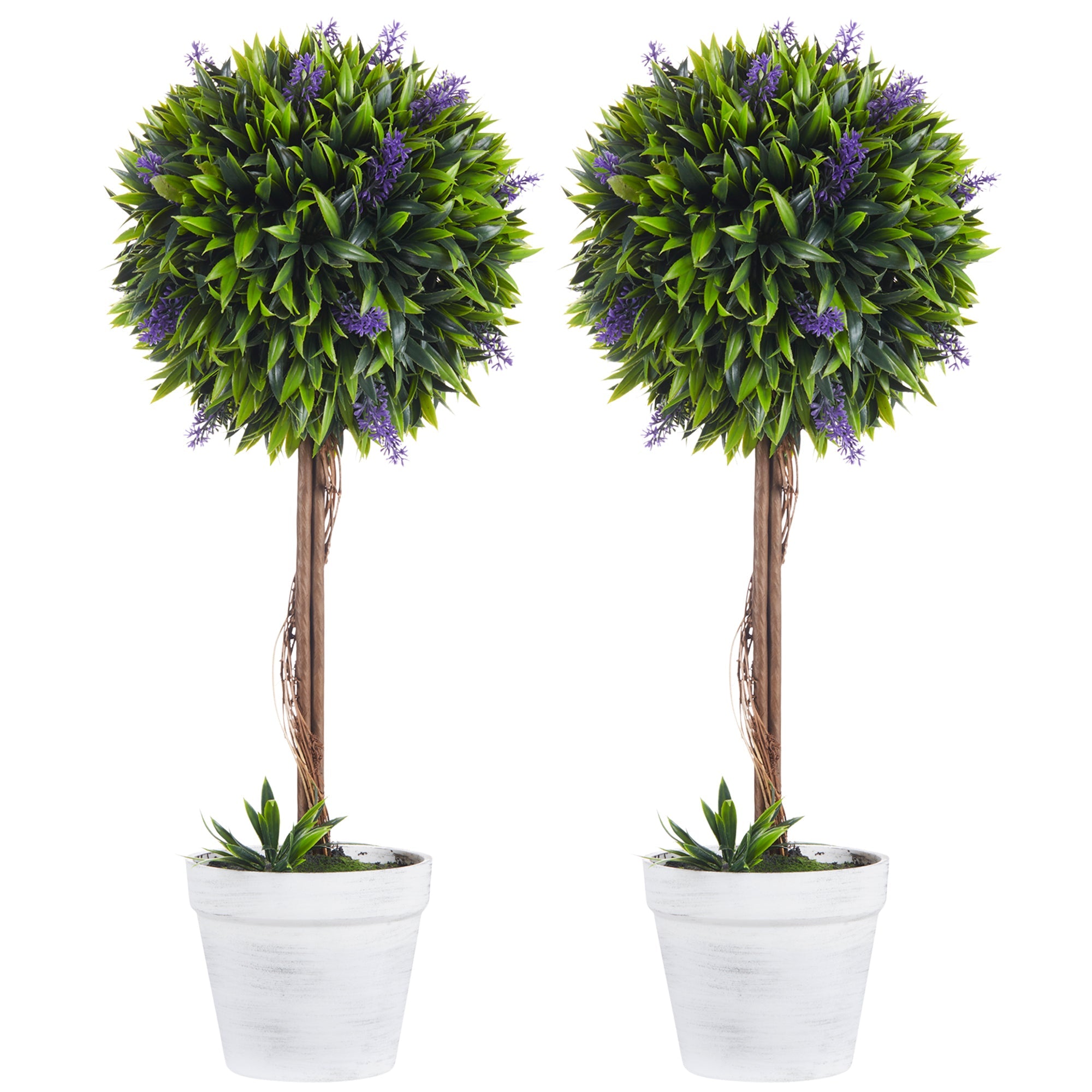 EasyComfort Set 2 kunstplanten bolvormig met lavendel