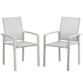 EasyComfort Set 2 Sedie da Giardino Impilabili with Seduta Traspirante, in Acciaio e Textilene, 56x58x89 cm, Grigio Chiaro
