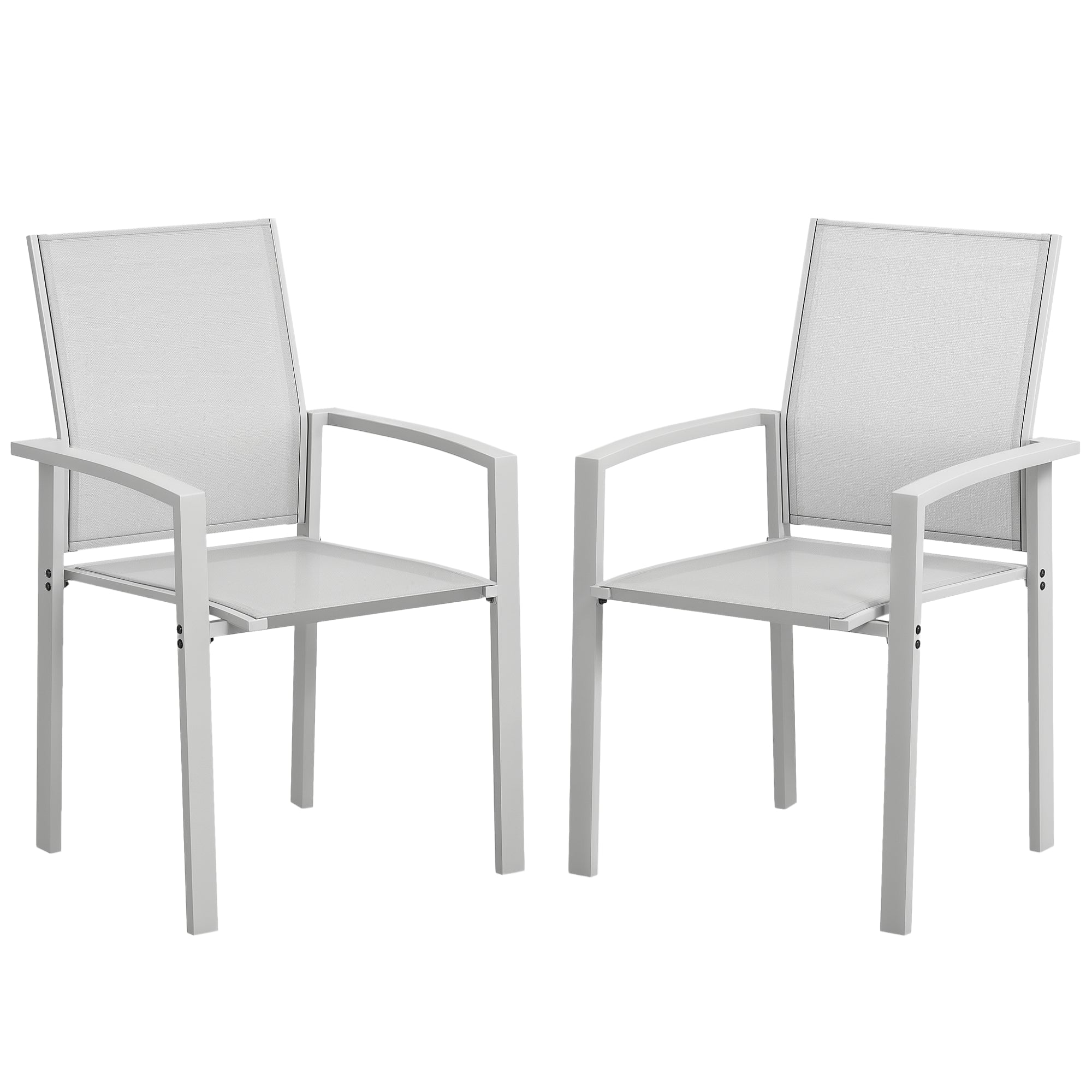 EasyComfort Set 2 Sedie da Giardino Impilabili with Seduta Traspirante, in Acciaio e Textilene, 56x58x89 cm, Grigio Chiaro