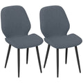 EasyComfort Set 2 Sedie da Pranzo with Schienale Ricurvo, in Tessuto Effetto Lino, Schiuma e Acciaio, 46x56x86 cm, Grigio e black
