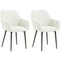 EasyComfort Set 2 Sedie Moderne Nordiche Imbottite with Braccioli Ricurvi in Tessuto Effetto Velluto, per Soggiorno, Sala da Pranzo, Crema