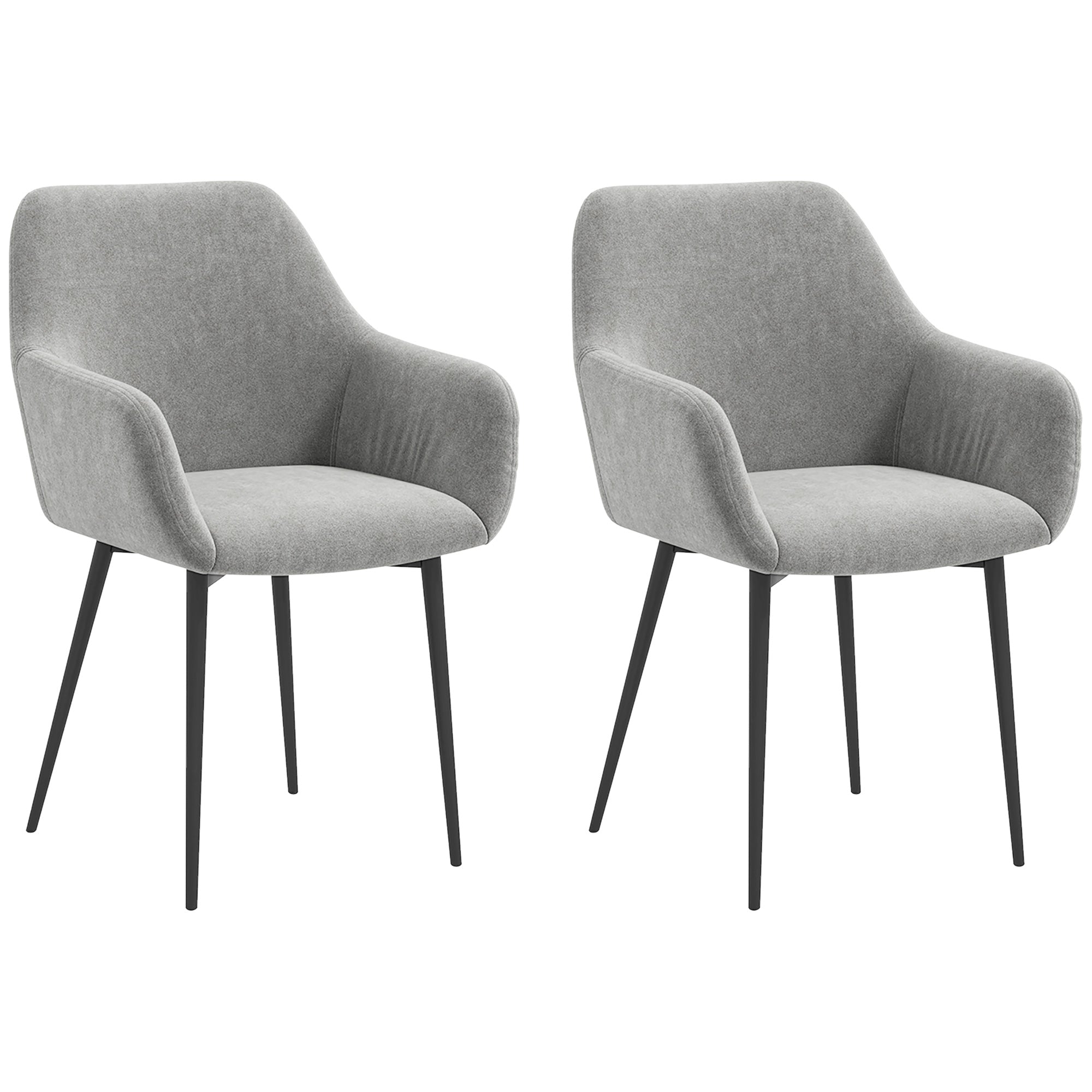 EasyComfort Set van 2 eetkamerstoelen fluweel donkergrijs