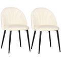 Easycomfort Set 2 Sedie da Salotto e Sala da Pranzo Imbottite, in Metallo e Tessuto Effetto Velluto Beige, 52x54x79 cm