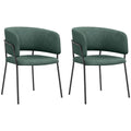 EasyComfort Set 2 Sedie per Cucina Imbottite, in Tessuto Effetto Velluto e Acciaio, 57x53x73 cm, Verde