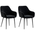 EasyComfort Set 2 Sedie per Sala da Pranzo Moderne with Braccioli, Seduta Imbottita e Gambe in Acciaio, 54x57x80cm, black