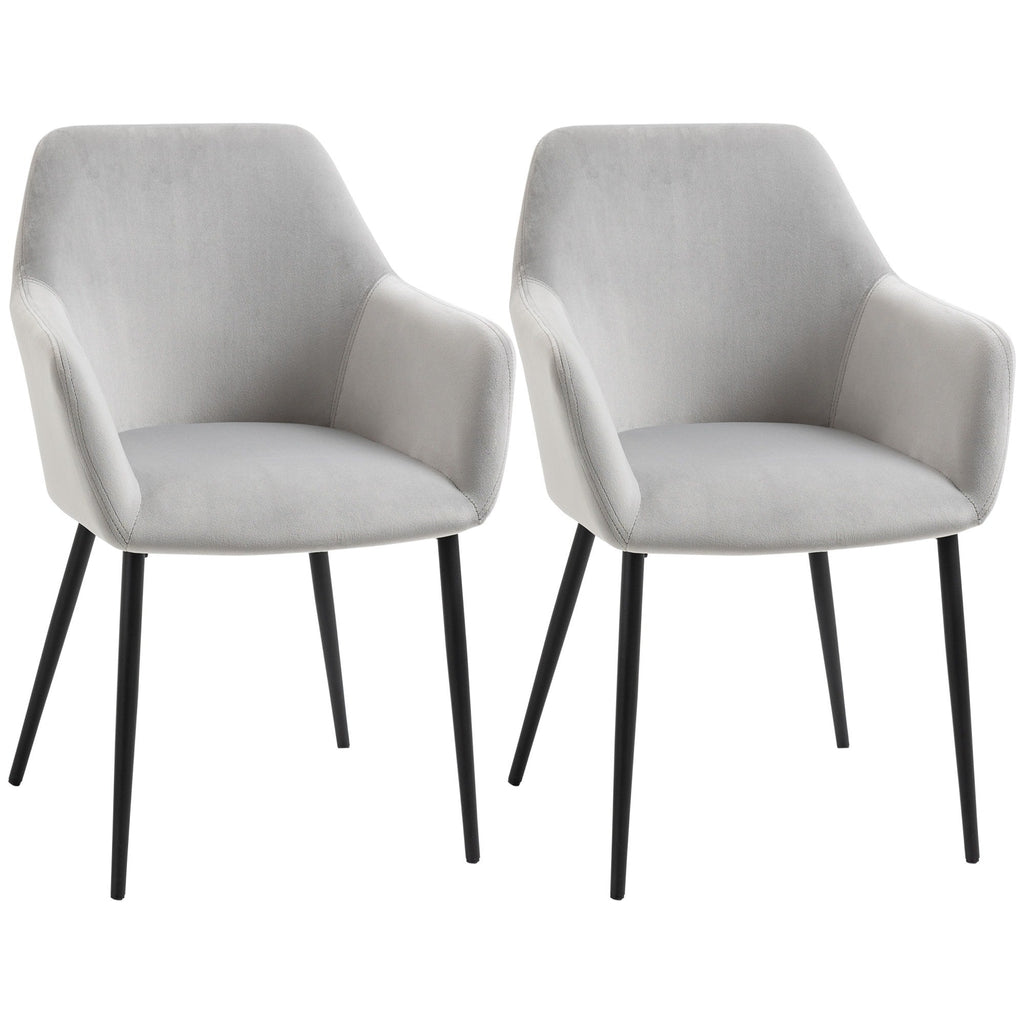 Easycomfort Set 2 Sedie per Soggiorno Nordiche with Schienale e Braccioli Ricurvi e Seduta Imbottita, 54x57x80 cm, Grigio