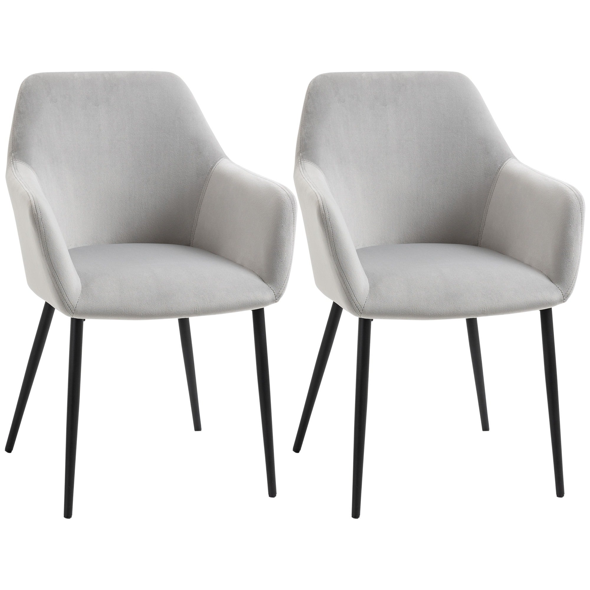 Easycomfort Set 2 Sedie per Soggiorno Nordiche with Schienale e Braccioli Ricurvi e Seduta Imbottita, 54x57x80 cm, Grigio