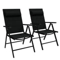 EasyComfort Set 2 Sedie Pieghevoli with Schienale Reclinabile e Poggiatesta, in Alluminio e Poliestere, 54x67x108 cm, black