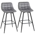 EasyComfort Set 2 Sgabelli Alti da Bar with Sedie Imbottite e Poggiapiedi Stile Nordico, with schienale in Velluto, 45x47x88cm, Grigio