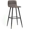 EasyComfort Set 2 Sgabelli Bar with Schienale Basso e Poggiapiedi, Rivestimento in PU e Gambe in Acciaio, Marrone Scuro