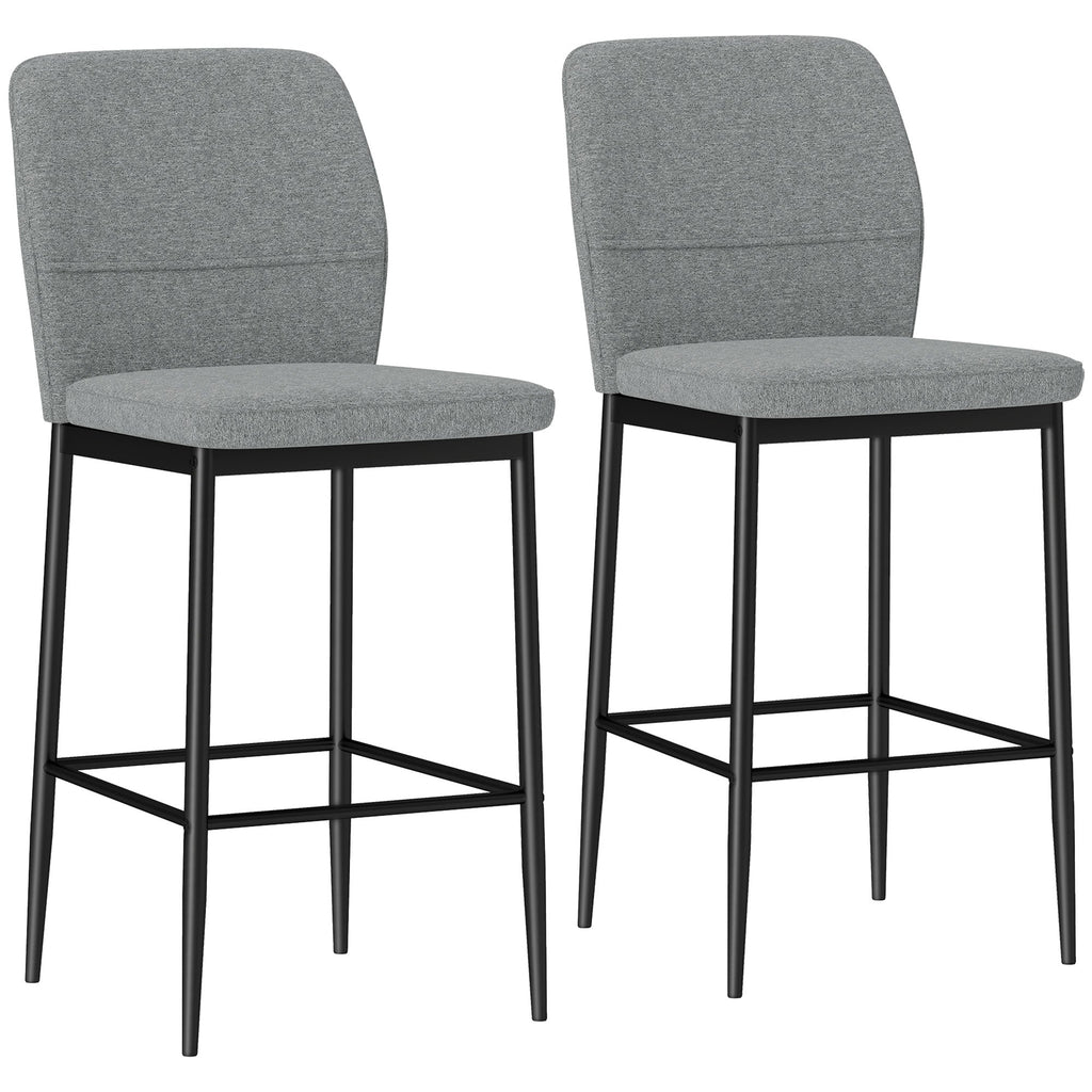 EasyComfort Set 2 Sgabelli Bar in Velluto Moderni with Poggiapiedi e Schienale, 41x52x97 cm, Grigio