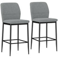 EasyComfort Set 2 Sgabelli Bar in Velluto Moderni with Poggiapiedi e Schienale, 41x52x97 cm, Grigio