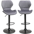 Easycomfort Set 2 Sgabelli da Bar ad Altezza Regolabile with Seduta Ergonomica e Poggiapiedi, Sgabelli Alti in Effetto Velluto e Metallo, 47x51.5x92-114 cm, Grigio