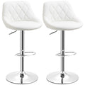Easycomfort Set 2 Sgabelli da Bar, Altezza Regolabile with Base in Metallo e Seduta in Pelle PU, Sgabelli Moderni with Schienale e Poggiapiedi, 46x48x83-104cm, white
