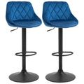 EasyComfort Set 2 Sgabelli Alti da Cucina e bar Moderno with Schienale e Poggiapiedi, Seduta girevole e regolabile, 46x48x83-104cm, Blu