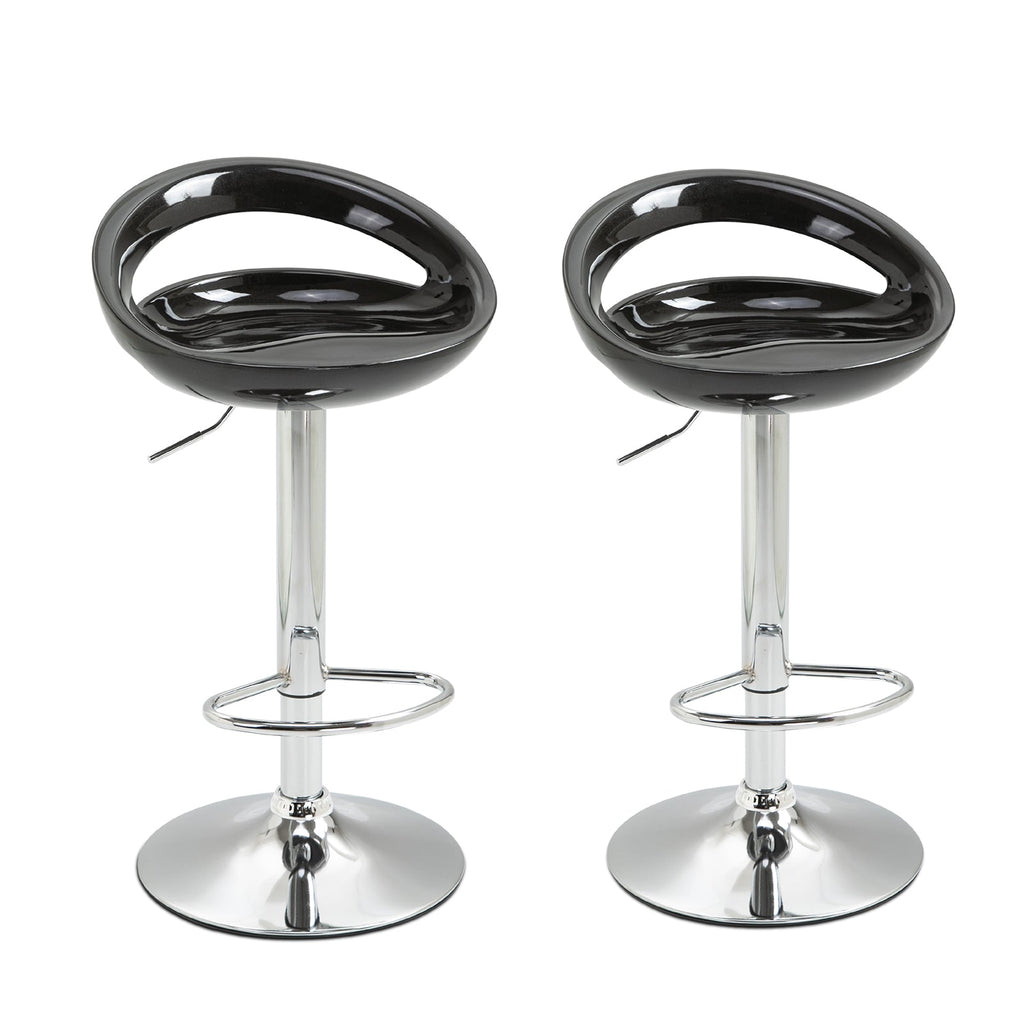 Easycomfort Set 2 Sgabelli da Bar Alti, Sgabelli Girevoli a 360°, with Schienale e Poggiapiedi, Altezza Regolabile, Base in Acciaio, per Sala da Pranzo e Cucina, 46x41x76-96cm, black