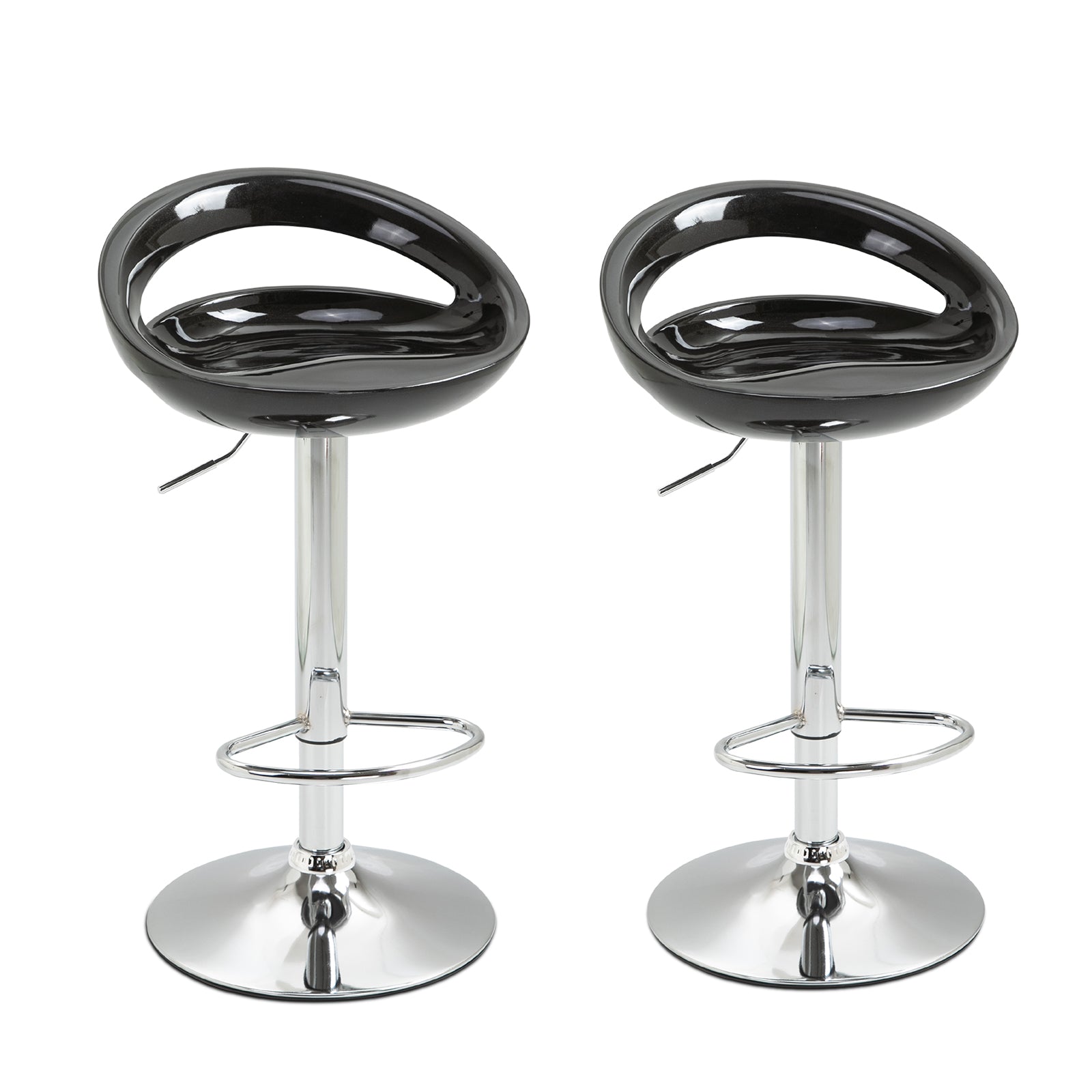 Easycomfort Set 2 Sgabelli da Bar Alti, Sgabelli Girevoli a 360°, with Schienale e Poggiapiedi, Altezza Regolabile, Base in Acciaio, per Sala da Pranzo e Cucina, 46x41x76-96cm, black