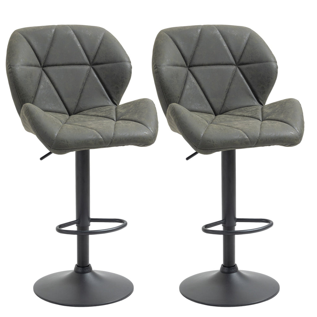 EasyComfort Set 2 Sgabelli Alti da Cucina Moderni with Schienale e Poggiapiedi, da Bar di Design with Base Rotonda, in Similpelle, Verde
