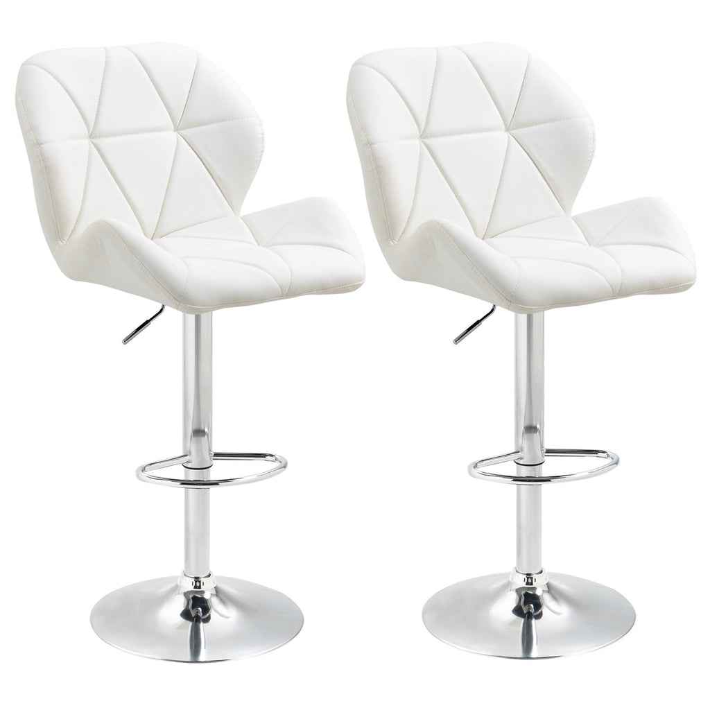 EasyComfort Set 2 Sgabelli Alti da Bar Moderno Girevoli with Altezza Regolabile, Sedia with Rivestimento Similpelle e Base Rotonda, white
