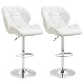 EasyComfort Set 2 Sgabelli Alti da Bar Moderno Girevoli with Altezza Regolabile, Sedia with Rivestimento Similpelle e Base Rotonda, white