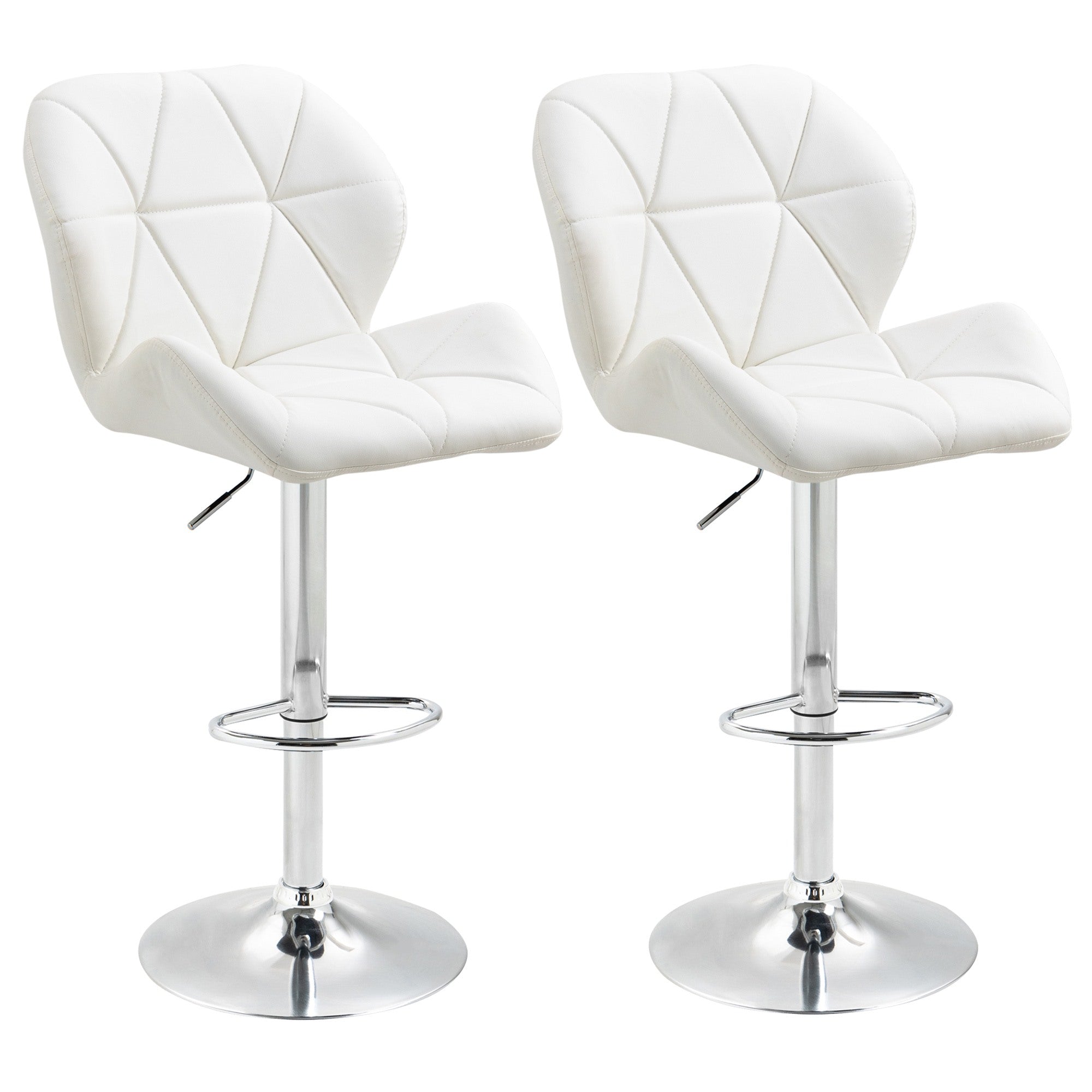 EasyComfort Set 2 Sgabelli Alti da Bar Moderno Girevoli with Altezza Regolabile, Sedia with Rivestimento Similpelle e Base Rotonda, white