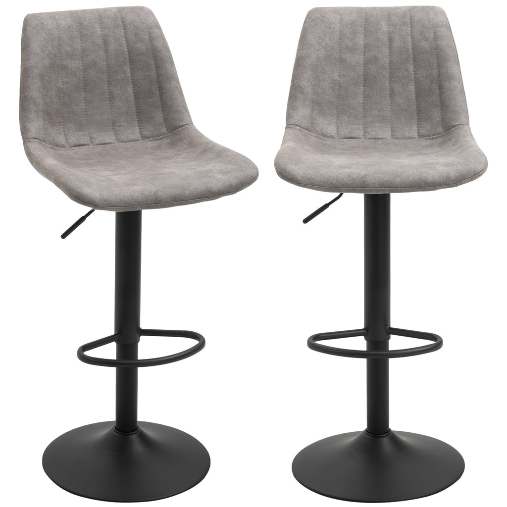EasyComfort barkrukken met rugleuning, grijs (set van 2)