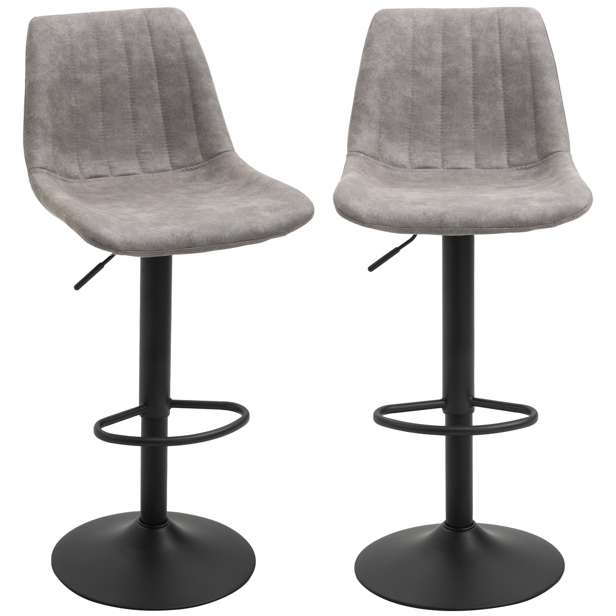 EasyComfort barkrukken met rugleuning, grijs (set van 2)