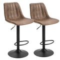 EasyComfort Set 2 Sgabelli Alti da Bar in Stile Industriale with Schienale, Poggiapiedi e Altezza Regolabile, Sedia in Microfibra, Marrone