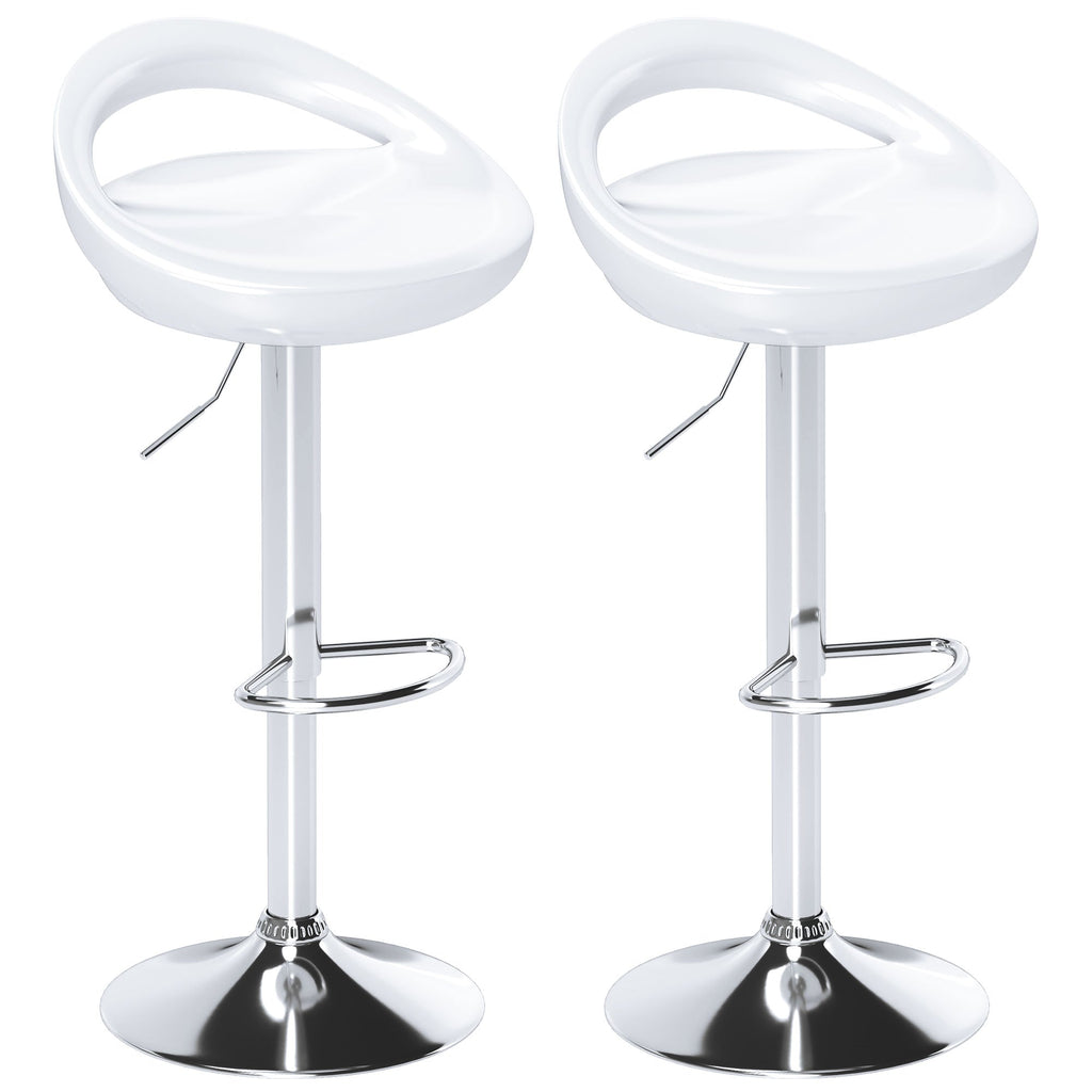 EasyComfort Set di 2 Sgabelli Alti Moderno da Bar Girevoli with Poggiapiedi, Seduta Regolabile in Acciaio, Struttura in metallo, white