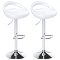 EasyComfort Set di 2 Sgabelli Alti Moderno da Bar Girevoli with Poggiapiedi, Seduta Regolabile in Acciaio, Struttura in metallo, white